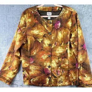 CHICO'S Rebecka Jacket Blazer Women’s Size 3 (XL) Fireglow Midnight Floral Lined